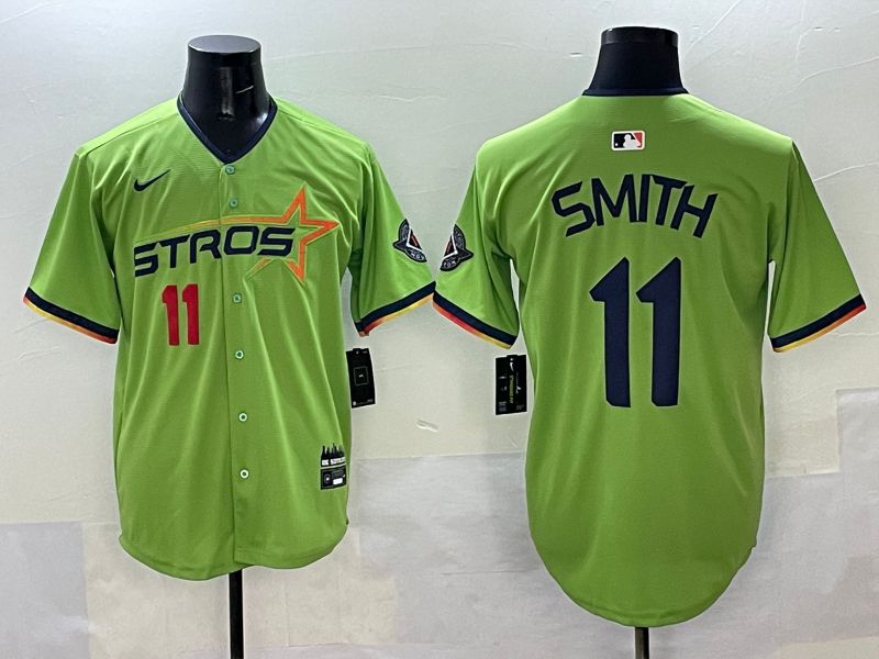 Men Houston Astros 11 Smith Green three generations Joint Name 2025 Nike MLB Jersey style 3